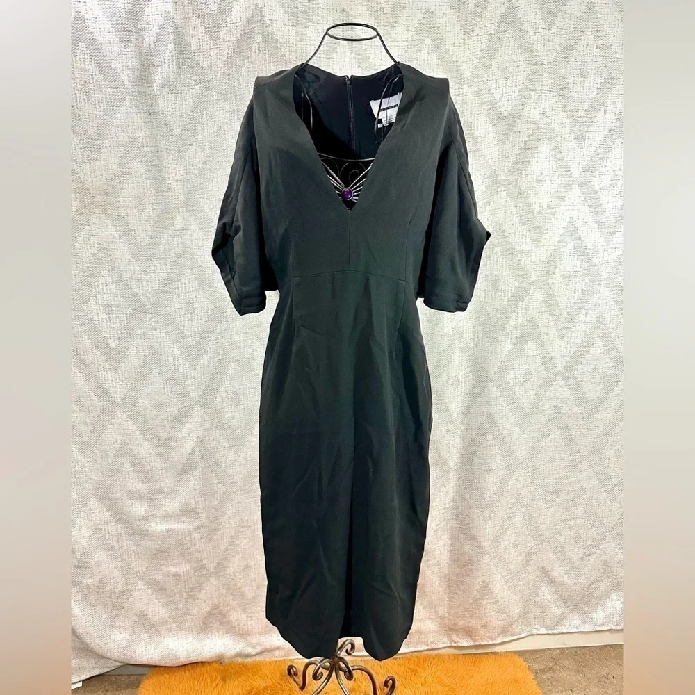 NWT zara narciso rodriguez black v neck midi dress size L